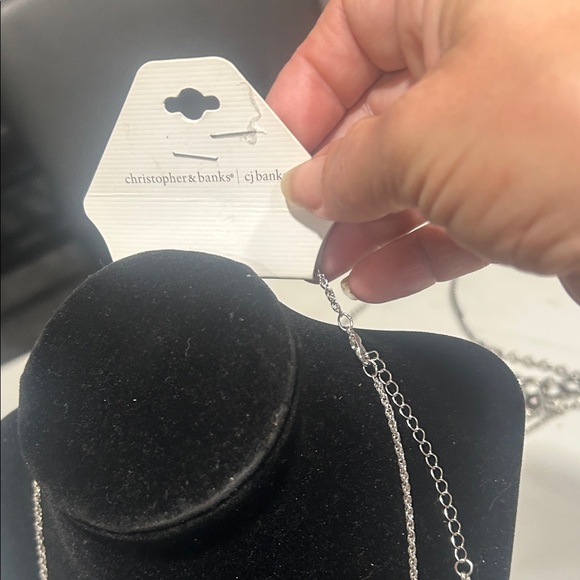 Christopher & Banks Silver Necklace with Turquoise Pendant and Dark Blue Tassel - Picture 9 of 12